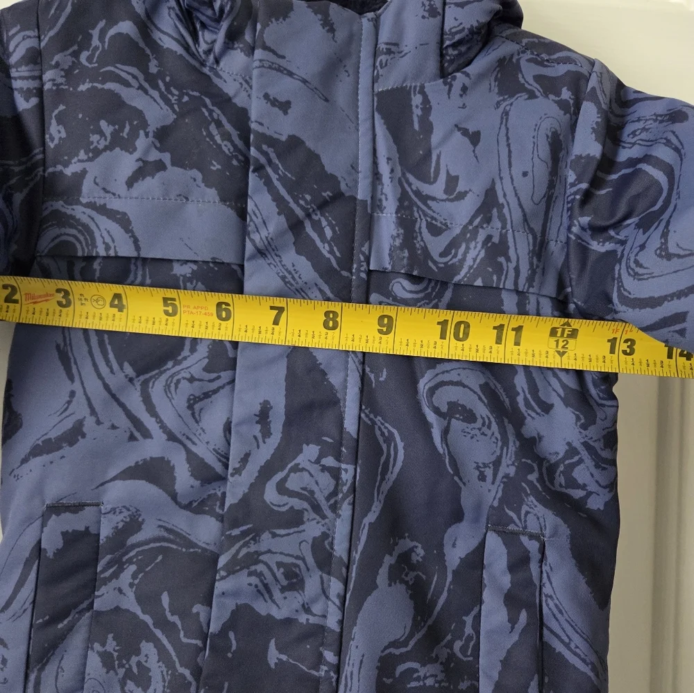 ​Cat & Jack Toddler Boy Blue Marble Winter Puffer Jacket Hooded Fleece Lined 18M